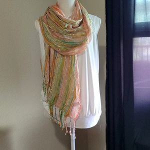 Ardene Loose Weave Orange and Green Scarf
